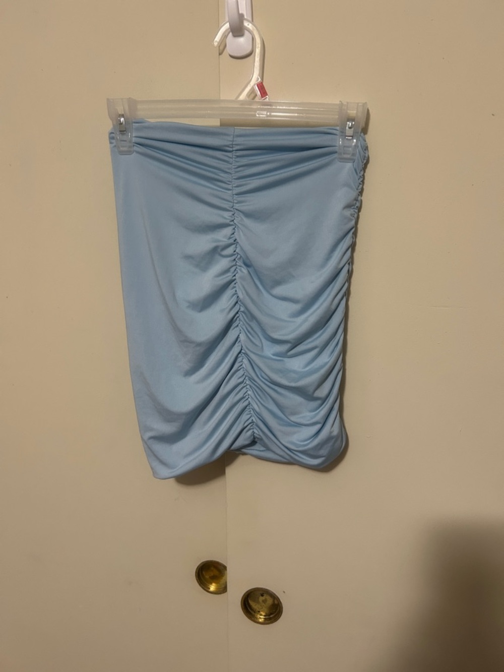 SHEIN Sky Blue Ruched Mini Skirt